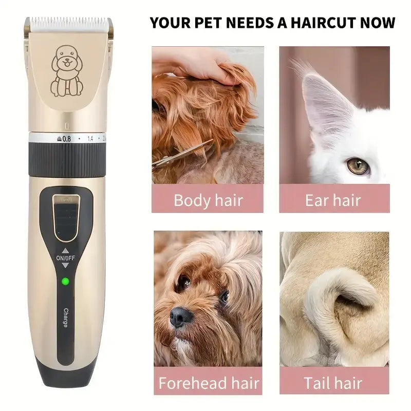 Professional Pet Grooming Clipper Set for Dogs & Cats – Quiet Electric Trimmer for Home Use
