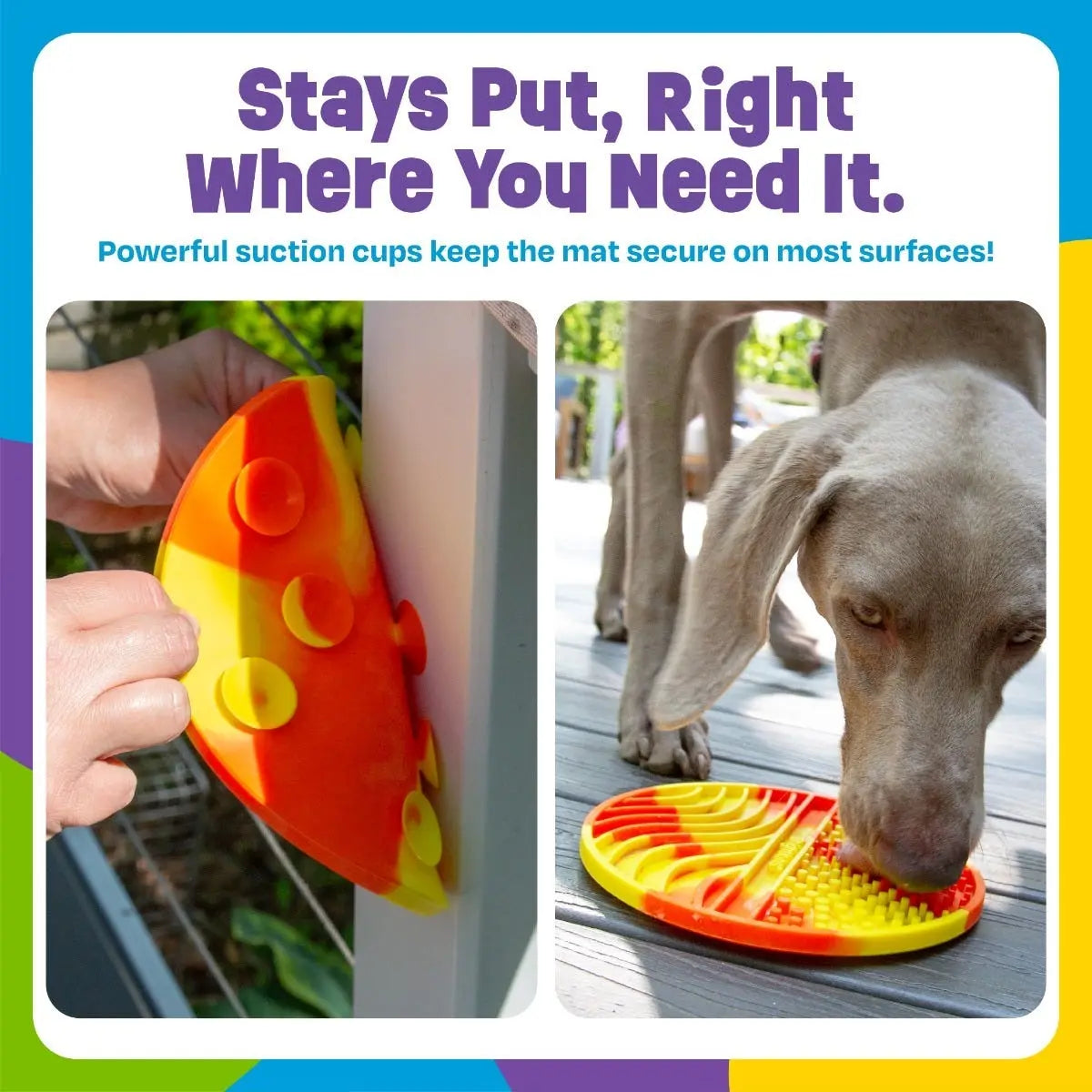 Brightkins Tie-Dye Circle Lick Mat – Food-Grade Rubber Enrichment Mat for Anxiety Relief & Slow Feeding