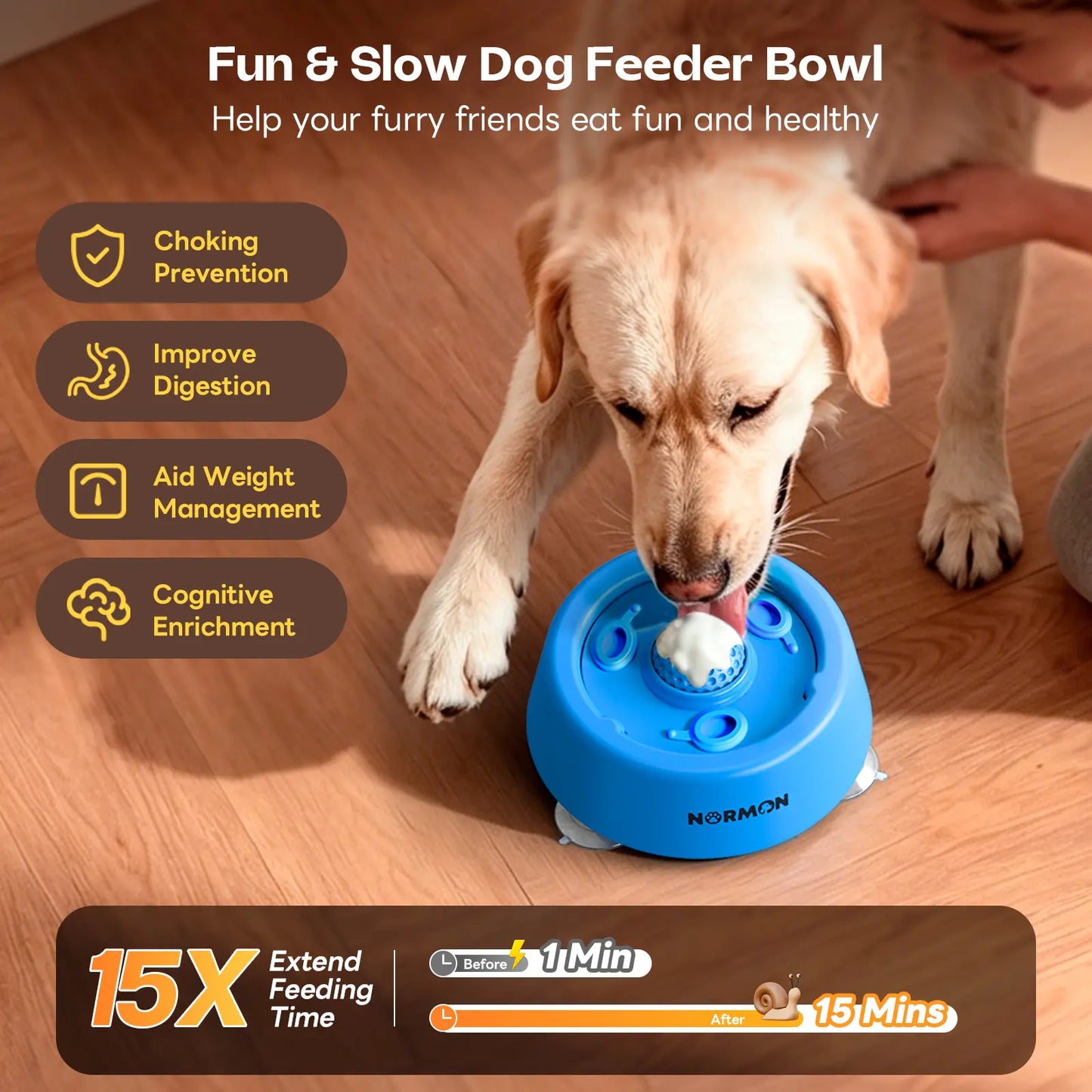 Slow Feeder Dog Bowl – No-Spill Suction Base Lick Bowl for Puppies & Dogs of All Sizes