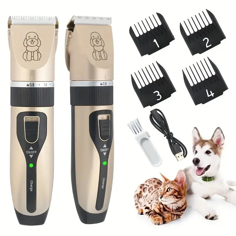 Professional Pet Grooming Clipper Set for Dogs & Cats – Quiet Electric Trimmer for Home Use