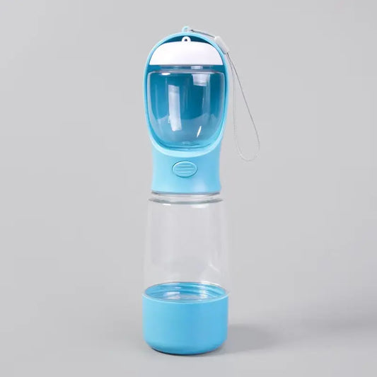 3-in-1 Portable Dog Water Bottle – Leak-Proof Travel Bottle with Poop Bag Holder & Food Jar, Includes 15 Bags