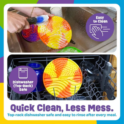 Brightkins Tie-Dye Circle Lick Mat – Food-Grade Rubber Enrichment Mat for Anxiety Relief & Slow Feeding