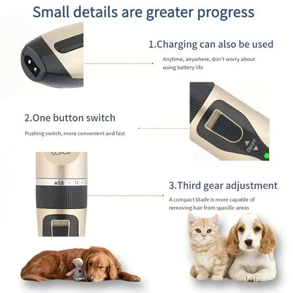 Professional Pet Grooming Clipper Set for Dogs & Cats – Quiet Electric Trimmer for Home Use