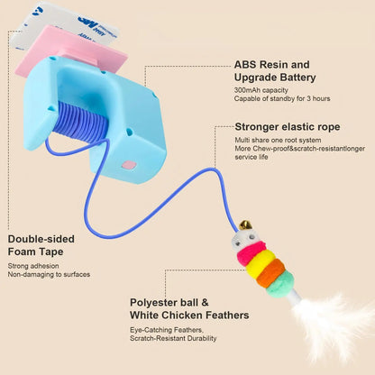 Automatic Cat Teaser Toy – USB Rechargeable Retractable Bungee Toy for Door, Interactive Self-Play Exercise Toy for Indoor Cats