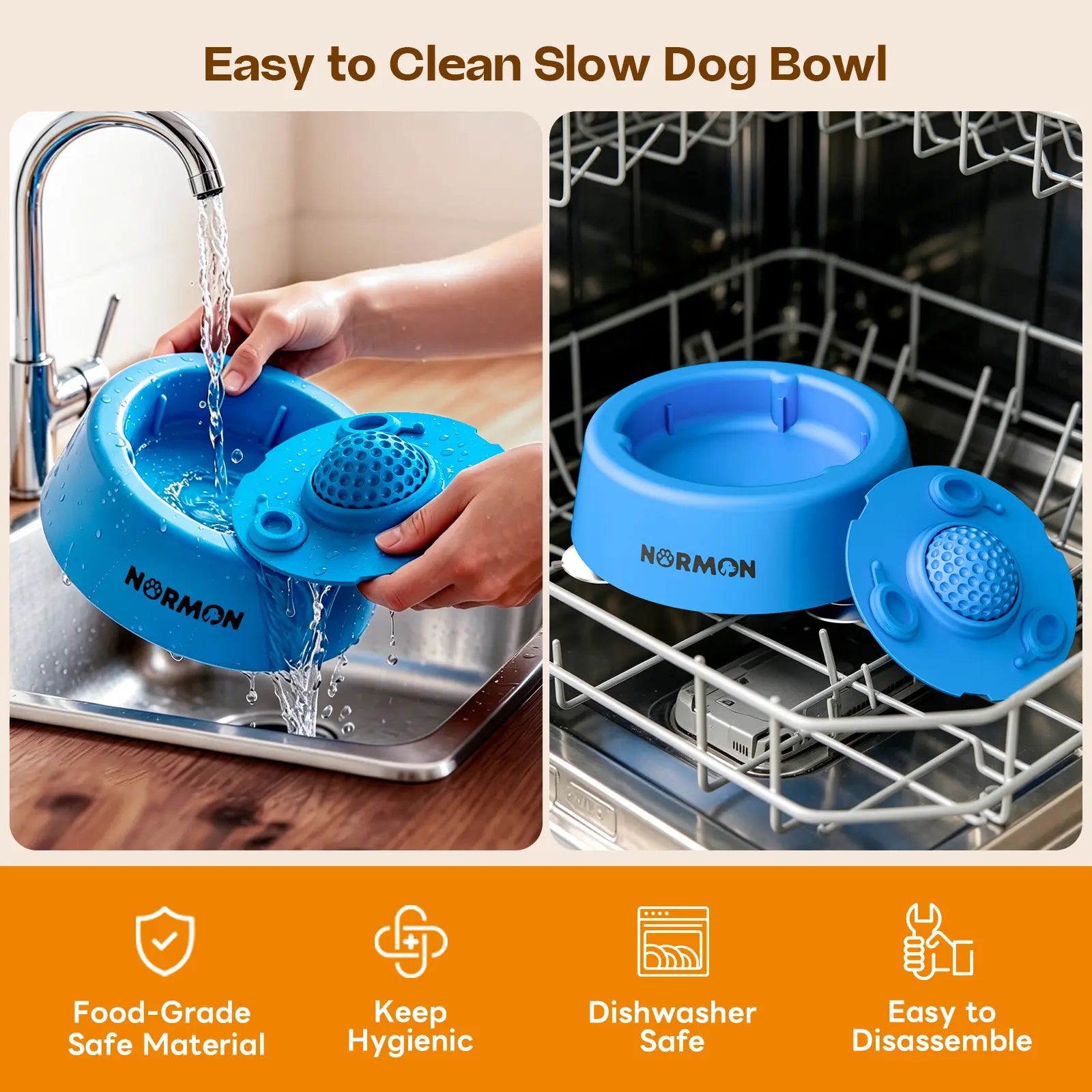 Slow Feeder Dog Bowl – No-Spill Suction Base Lick Bowl for Puppies & Dogs of All Sizes