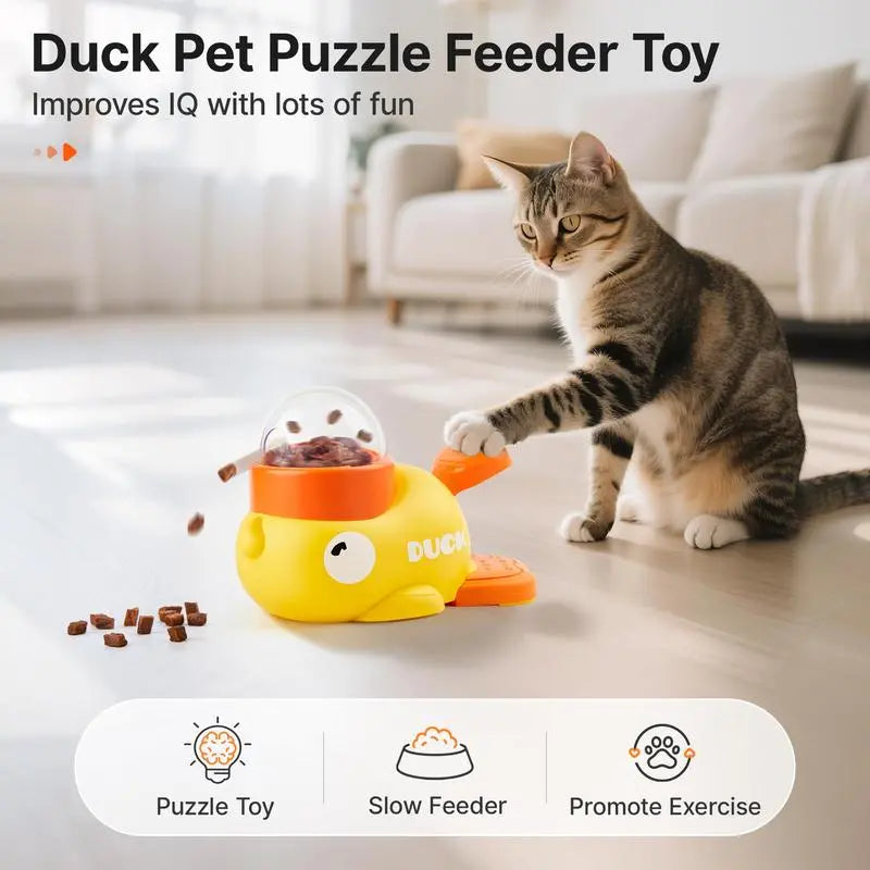 Cat Puzzle Toy – Duck-Shaped Interactive Treat Dispenser & Slow Feeder for Cats & Small Dogs